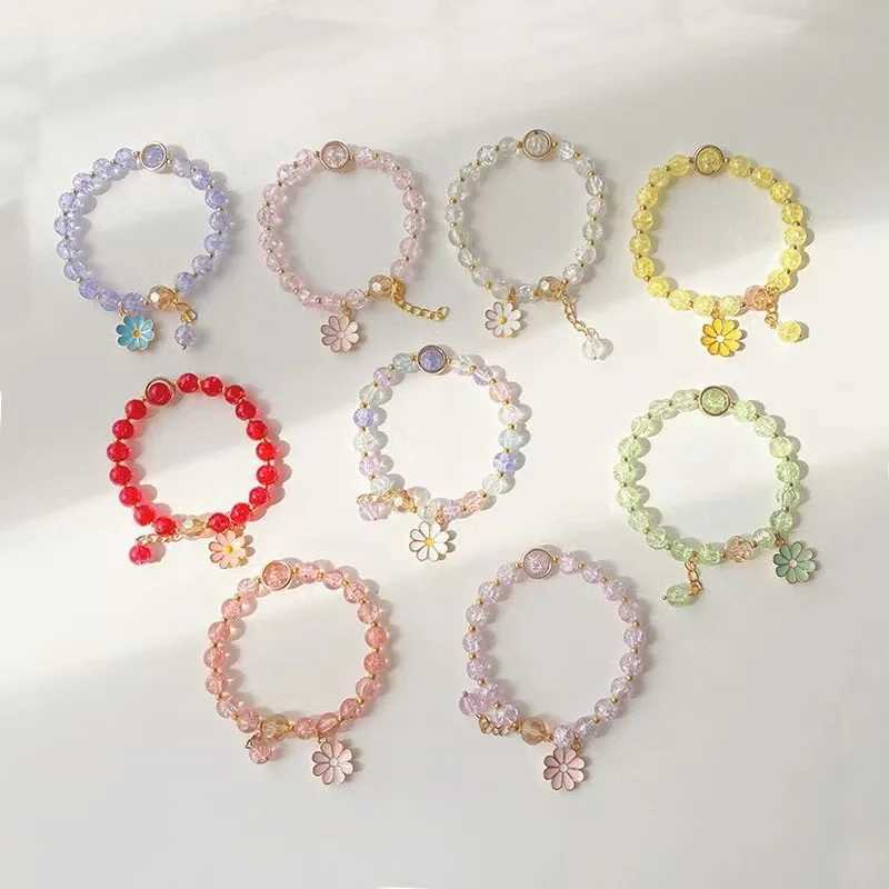 New Chrysanthemum Bracelet Bohemian Colored Crystal Bead Bracelet Handmade Elastic Rope Womens Fashion Jewelry Womens Bracelet W241231