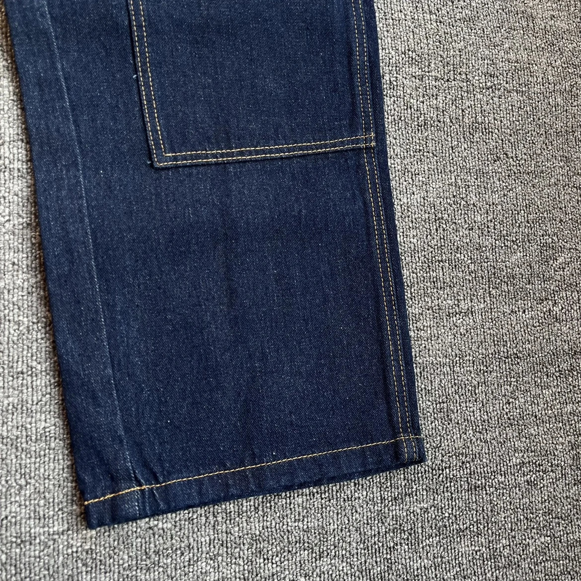 American Classic Casual Mens Straight Loose Woodcutting Vintage Workwear Jeans High Street Washed Old Pants Y2k Youth Male 241230