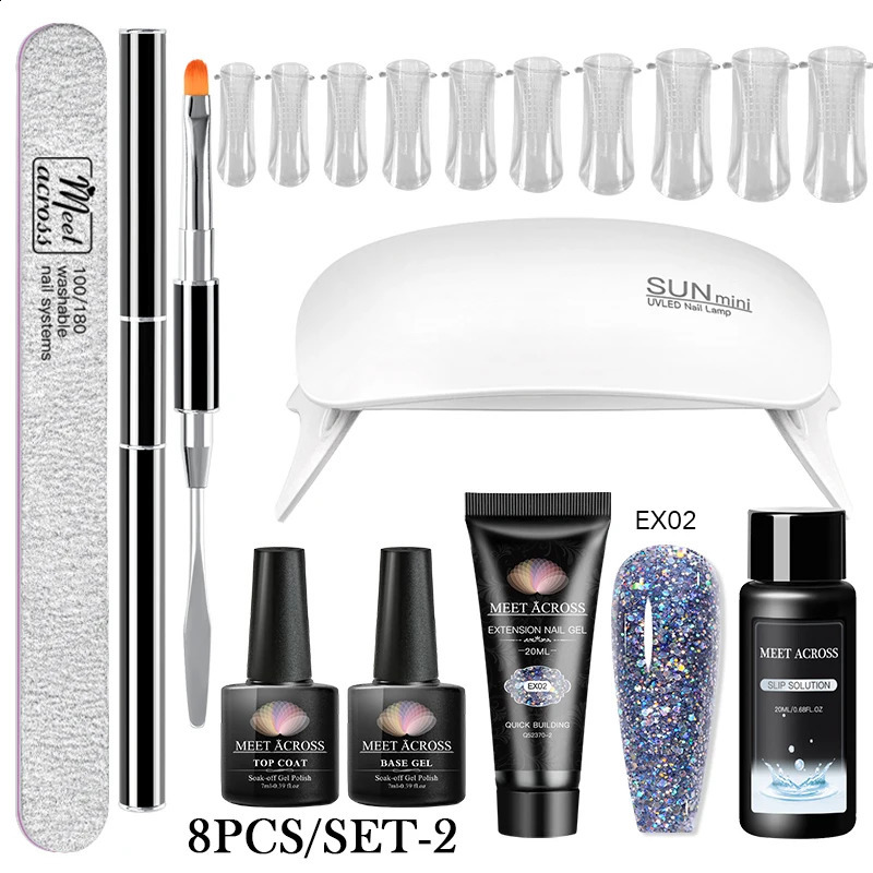 Poly UV Gel Kit All for Manicure Gel Nail Extension Set Slip Solution Builder Acrylic Gel Polish Nail Art Tool Fingertips 241230