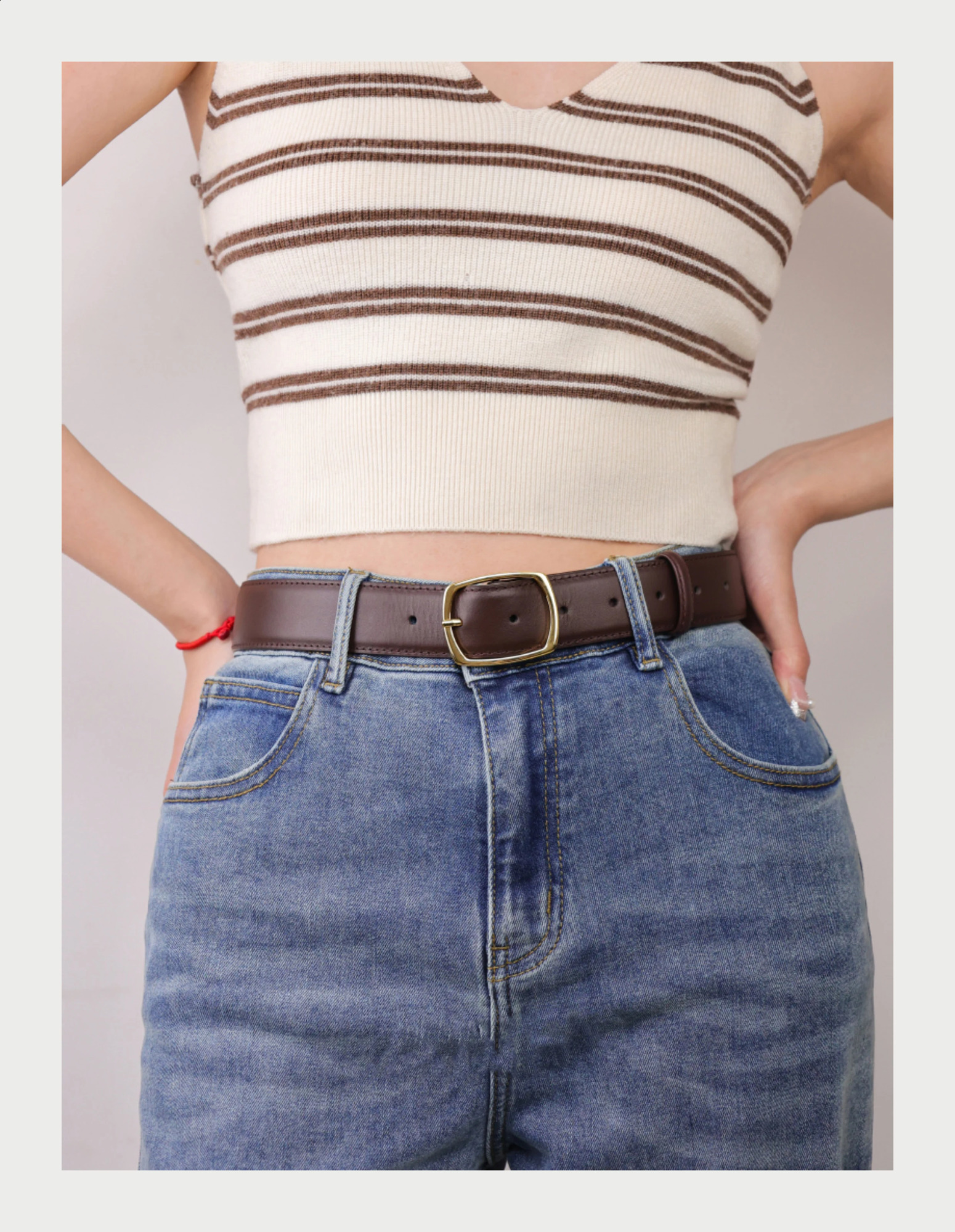 Women Genuine Leather Belt for Jeans Fashion Ladies Waistband for Pants Dresses Golden Buckle Jeans Belts Trendy 2.8cm Wide Belt 241226