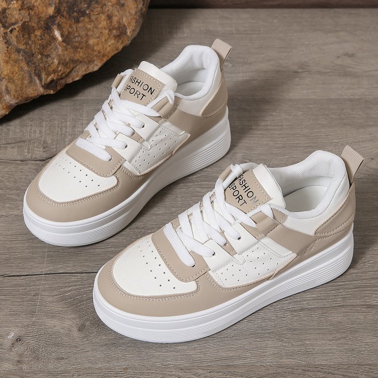 Fashion Casual Shoes Women PU Leather Trendy Flat Heel Non-Slip Tennis Sports Shoes Outdoor Platform Sneaker