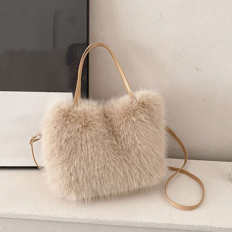 Faux Fur Tote Bag Women's Bucket Plush Design Ladies Handbags Soft Winter Crossbody Shoulder Bags Bolsa Feminina