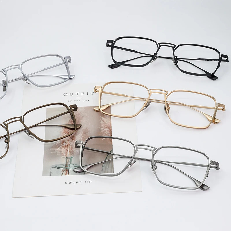 American Men Square Frames Handmade Retro Pure Glasses Thick Edges Business Eyeglasses Suitable for Large Faces 241230