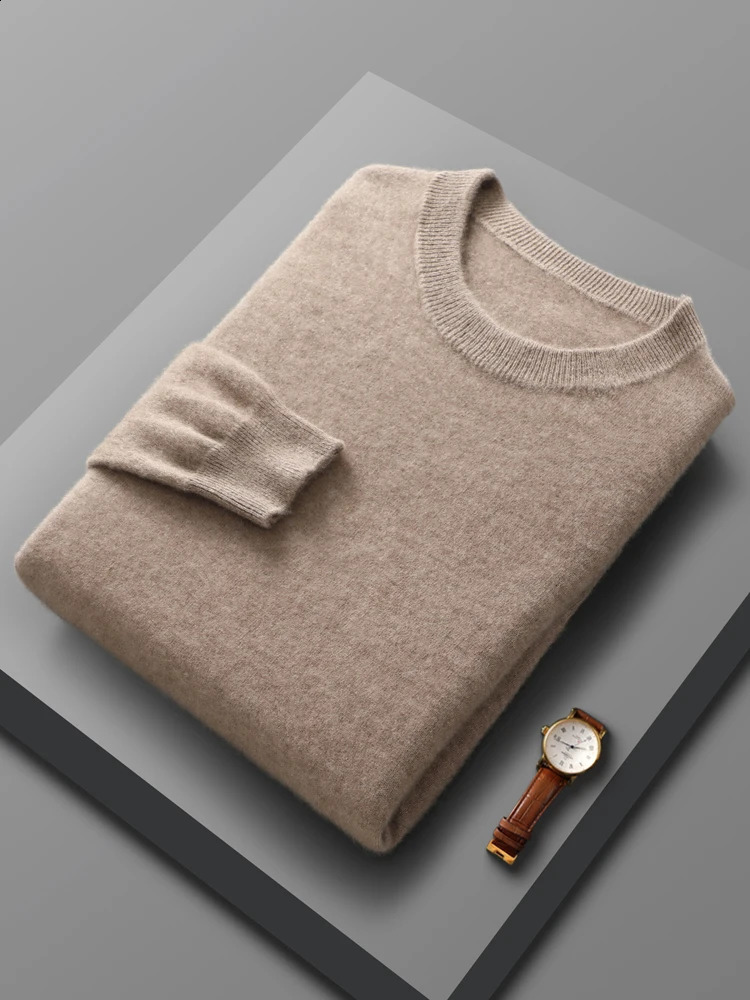 Spring Autumn 100% Pure Merino Wool Pullover Sweater Men O-neck Long-sleeve Cashmere Knitwear Female Clothing Grace 241230