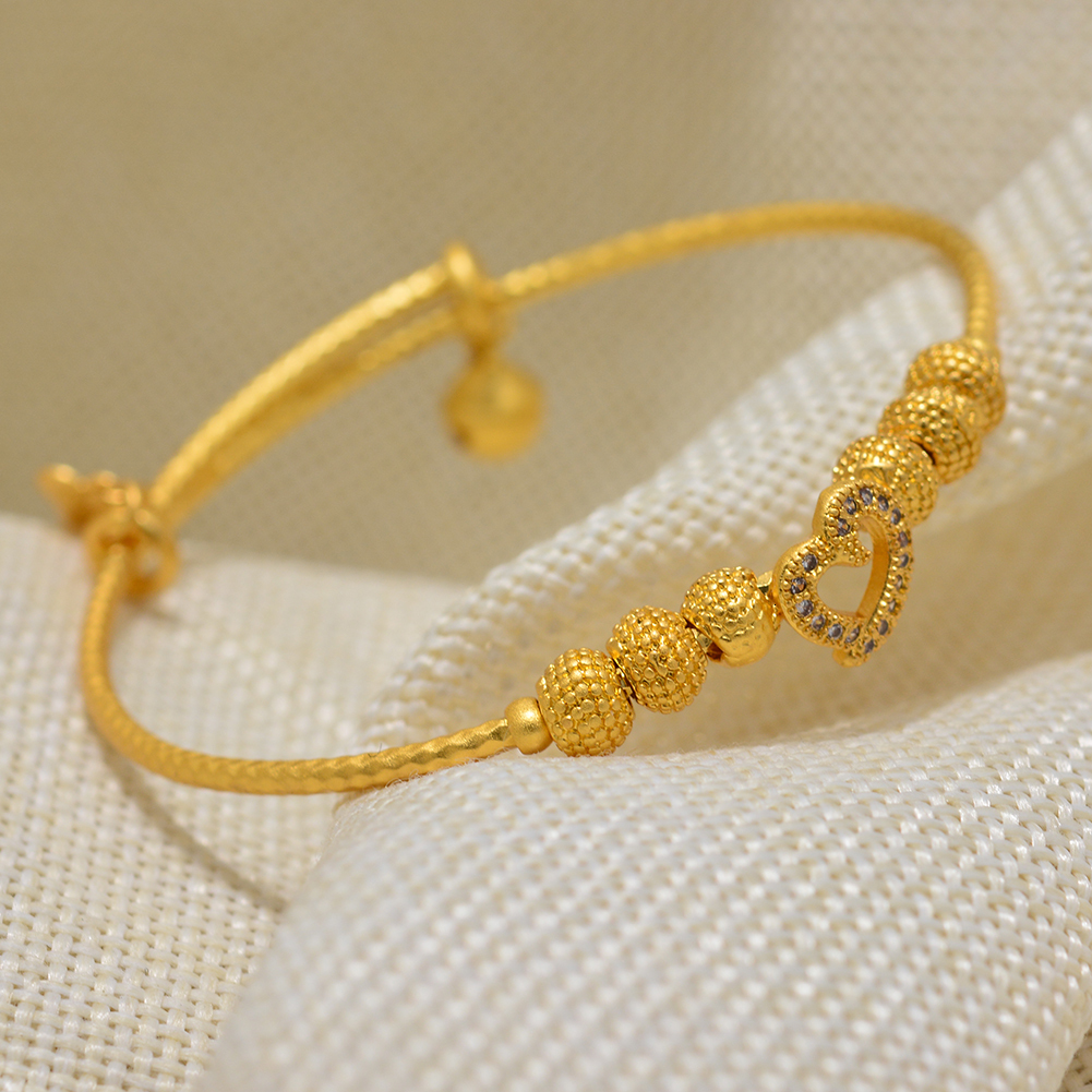 Dubai Arab Heart Stone Gold Jewelry Gold Color Bangles Child Bbay Children's Bangles Bracelets Ethiopian Jewelry Bangles Gift