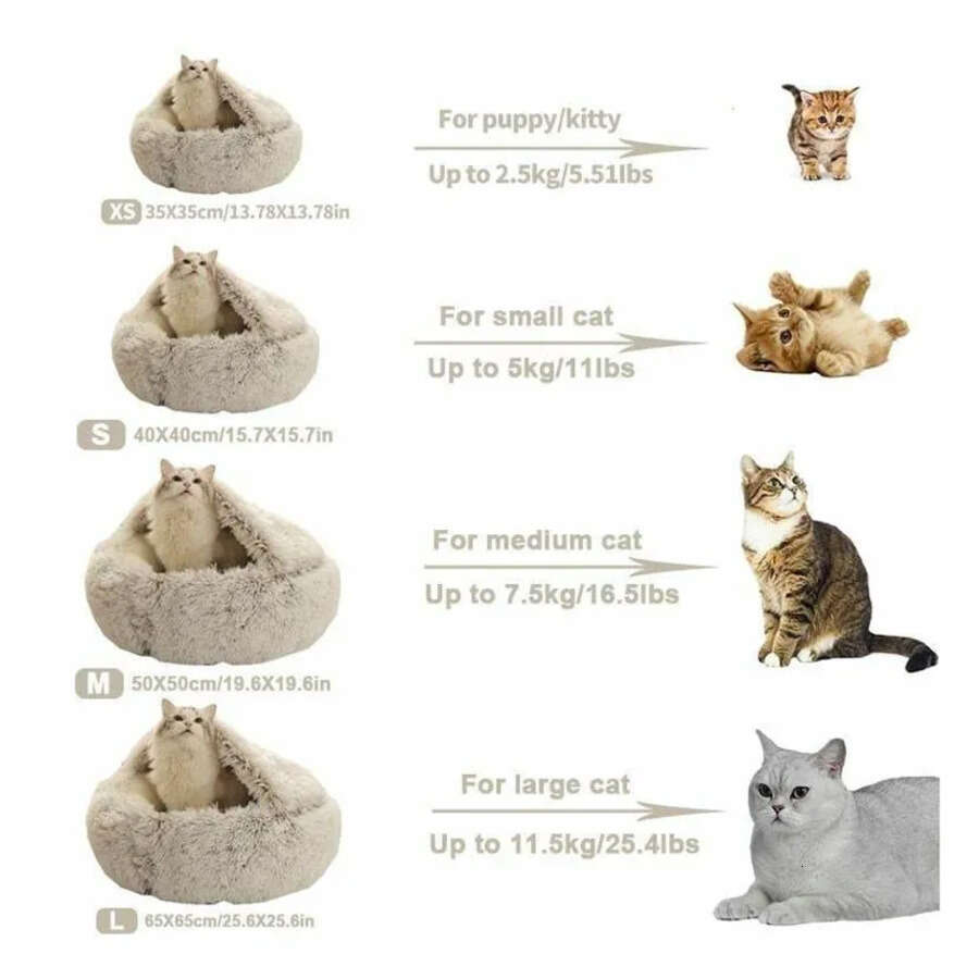 Dog Large Bed Round Donut Calming Cat Beds Anti Anxiety Cave With Hooded Blanket For Warmth And Security S