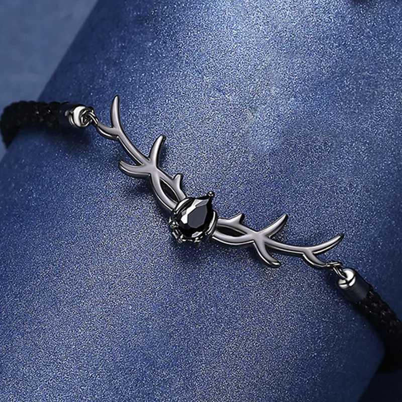 S925 sterling silver bracelet for womens couples original simple deer antler bracelet Christmas gift 925 silver jewelry W241231