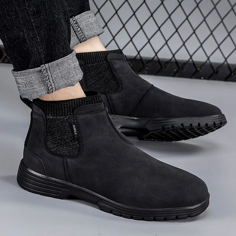 Mens Chelsea Boots Ankle Slip-on Retro British Style Trendy All-match Soft Comfortable Water Proof Fashion Casual Tooling Shoes 241231