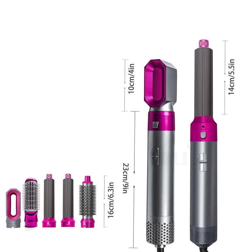 5-in-1 hair dryer brush 3-temperature setting electric hair dryer hot comb hair curler detachable styling tool W241231