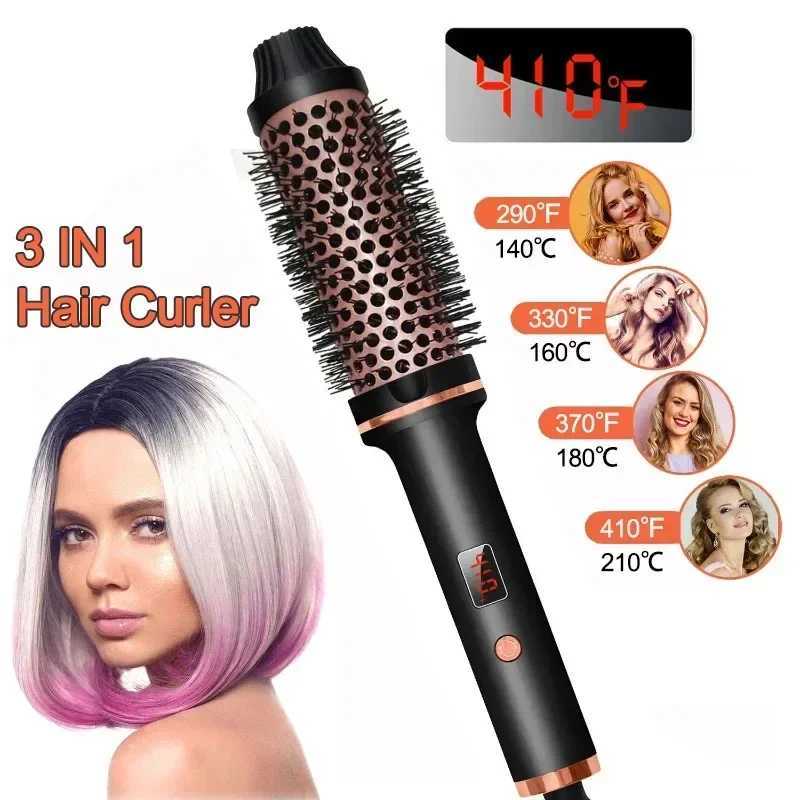 3-in-1 Negative Ion Curler 1.5 inch Multi functional Hair Comb Electric Ceramic Brush Heating Anti Shrinking Curling Styling Tool W241231