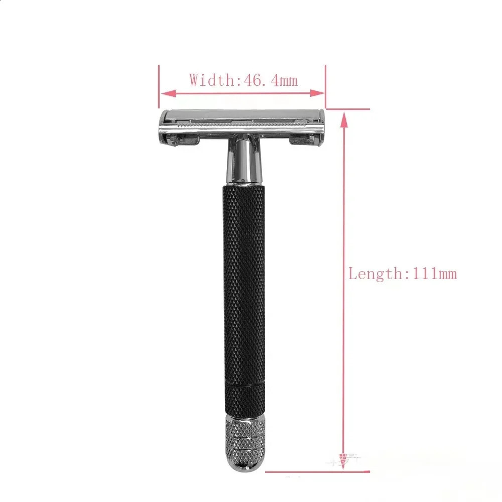 Black mesh mens manual shaver with rotating butterfly shaped blade for scratch prevention 241230