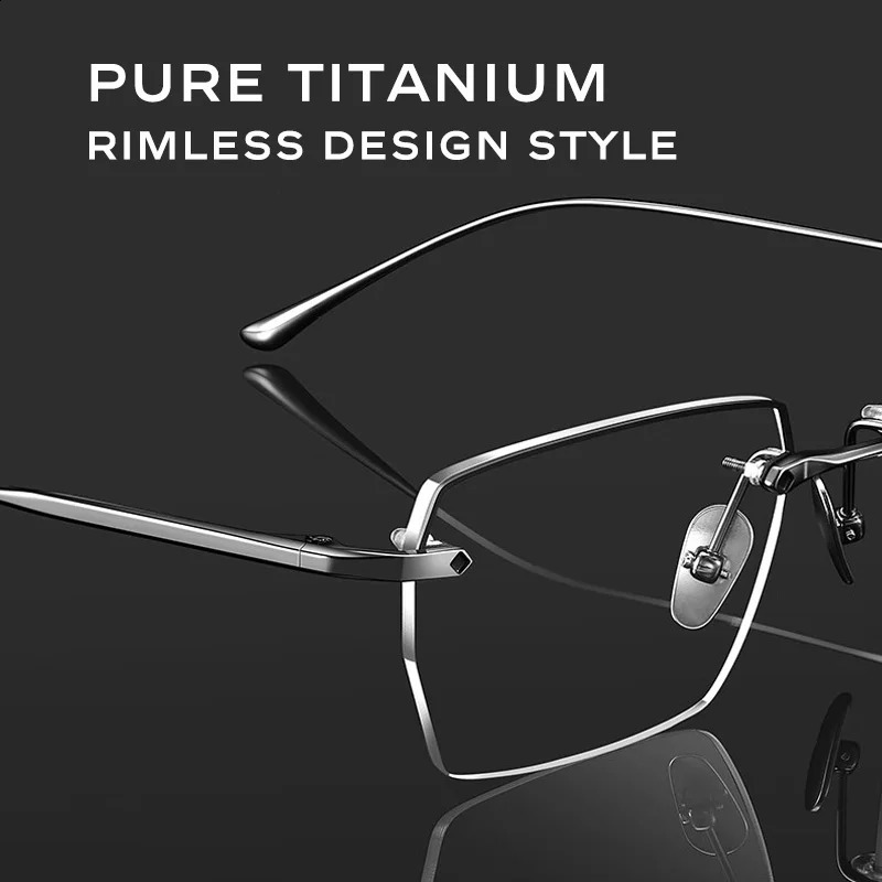 CAPONI Semi-Rimless Mens Glasses Frame Simple Business Pure Eyeglasses UV400 Spectacles J235115 241230