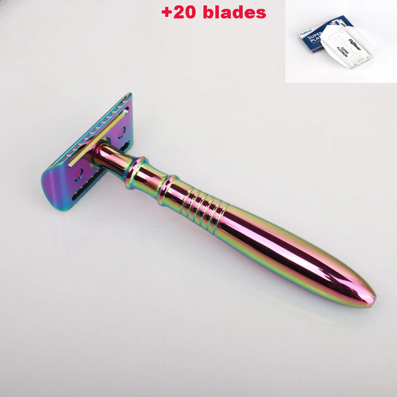 Rainbow Colored Zinc Alloy Safety Shaver Colorful Manual Shaver Scraper Anti Scratch Knife Barber One Blade Razor 241230