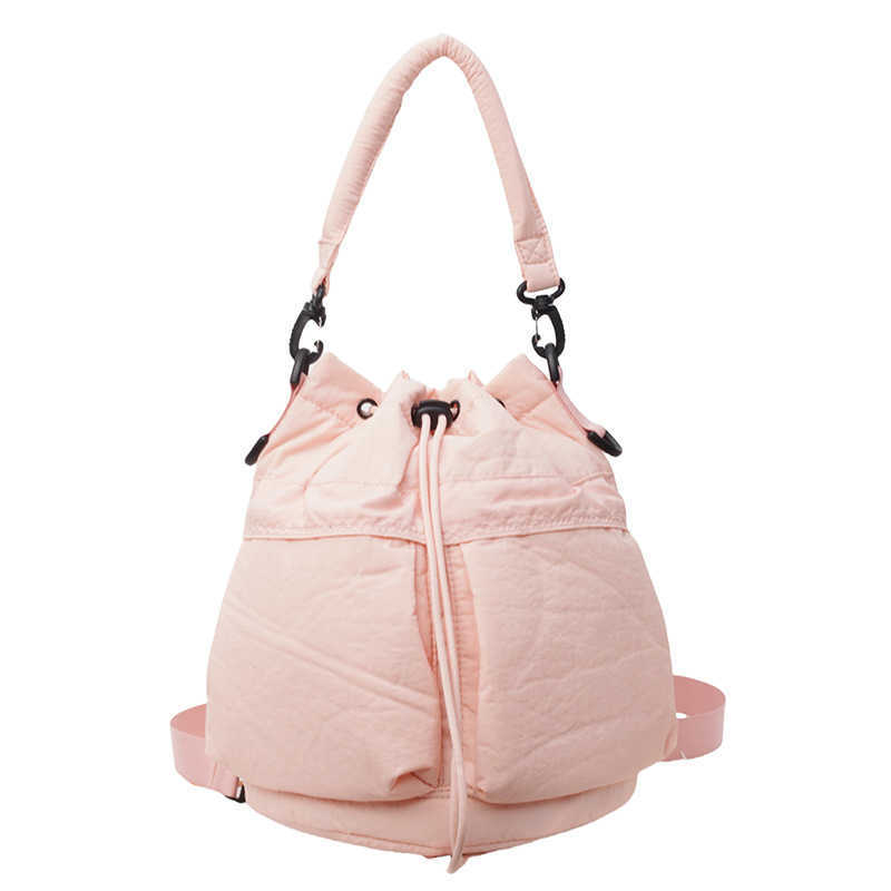 Waterproof and lightweight cross shoulder crossbody bag, fashionable casual, large capacity drawstring bucket bag casual women's bag 241215