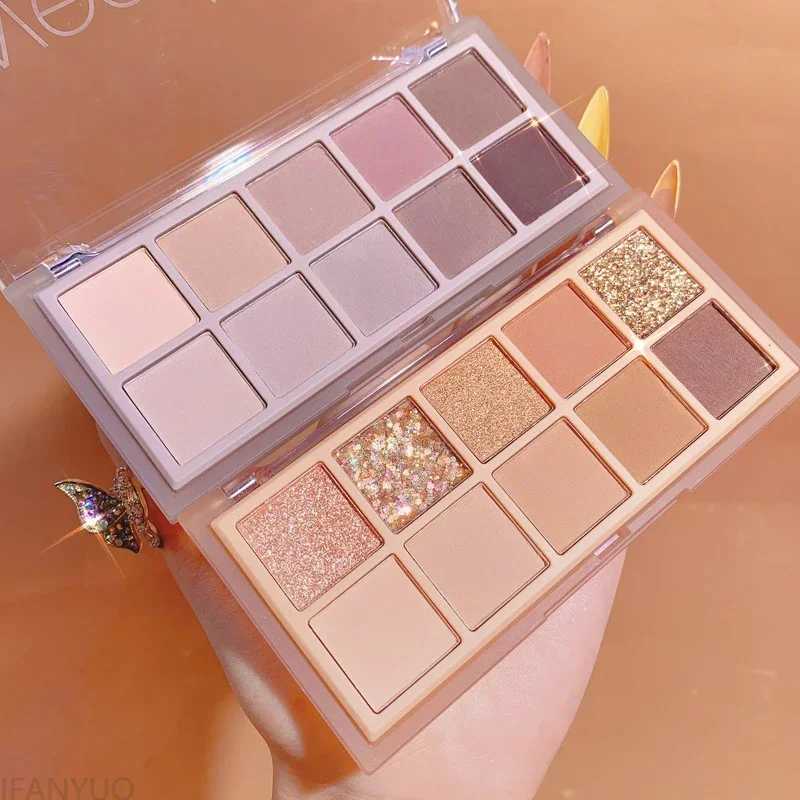 10 color eye shadow palette pumpkin earth tone matte pearlescent shimmer sequins eye shadow makeup pigment Korean cosmetics W241230