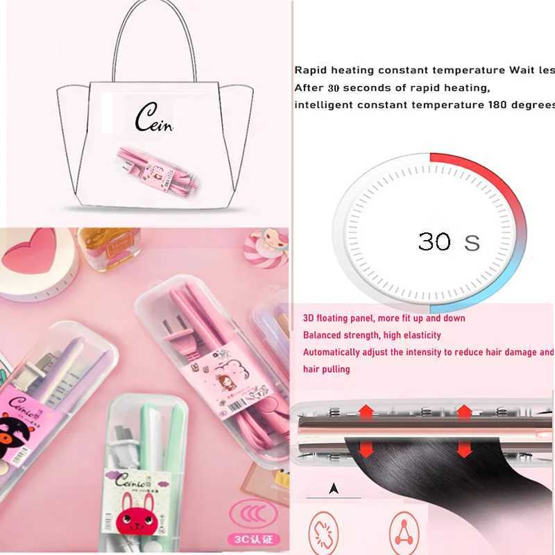 Mini portable hair straightener flat hair straightener iron ceramic dry and wet constant temperature hair straightener W241231