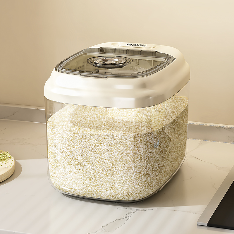 Moisture-Resistant 10 Kg Rice Jar - Easy Flip Seal, See-Through Storage Solution for Dry Foods