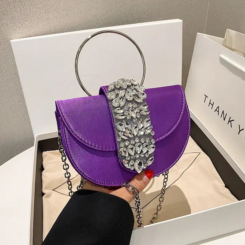 Women Evening Bags Shiny Rhinestone Clutch Money Purses Fashion Shoulder Bag Handbag Wedding Party Dinner Bag 241231