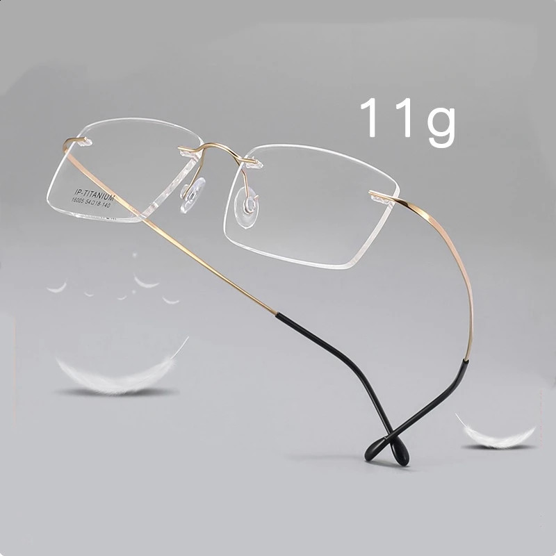 YIMARUILI Pure Mens Rimless Glasses Ultralight Frameless Glasses Womens Retro Square Optical Prescription Eyewea 1600 241230