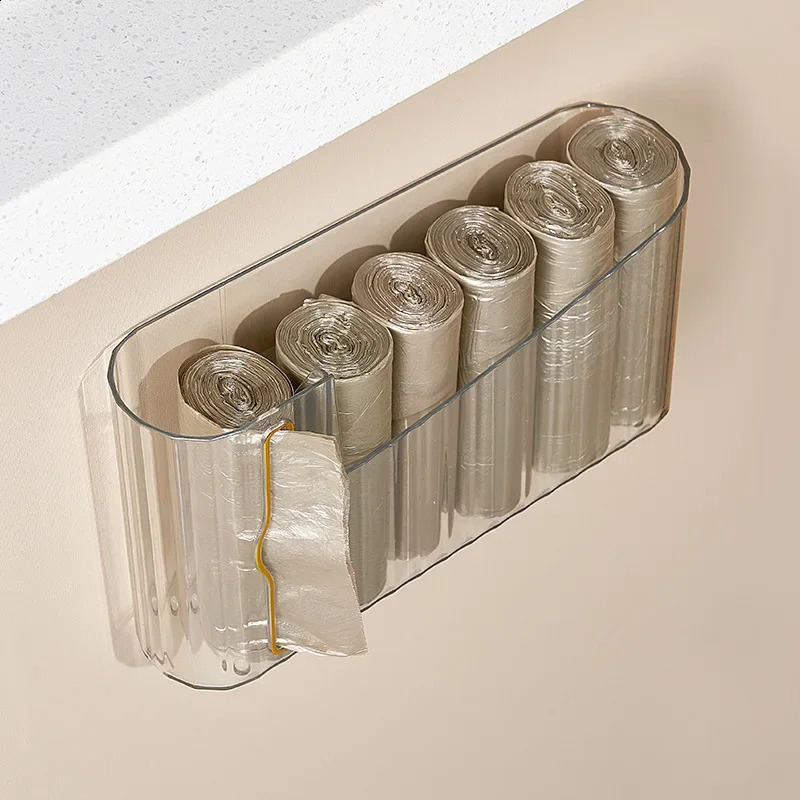 Home Grocery Bag Holder Wall Mount Plastic Bag Holder Dispenser Hanging Storage Trash Garbage Bag Kitchen Garbage Organizer 241231