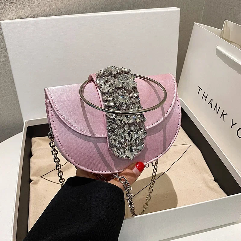 Women Evening Bags Shiny Rhinestone Clutch Money Purses Fashion Shoulder Bag Handbag Wedding Party Dinner Bag 241231