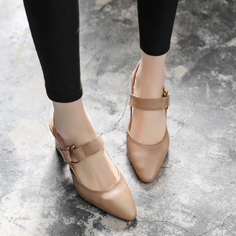 Ddmywed Summer New Back Air Sandals Square Headed Horseshoe Thick High Heels Fashion Casual Leather Women's Shoes Chinese Brand Shoes F1231-25 dd