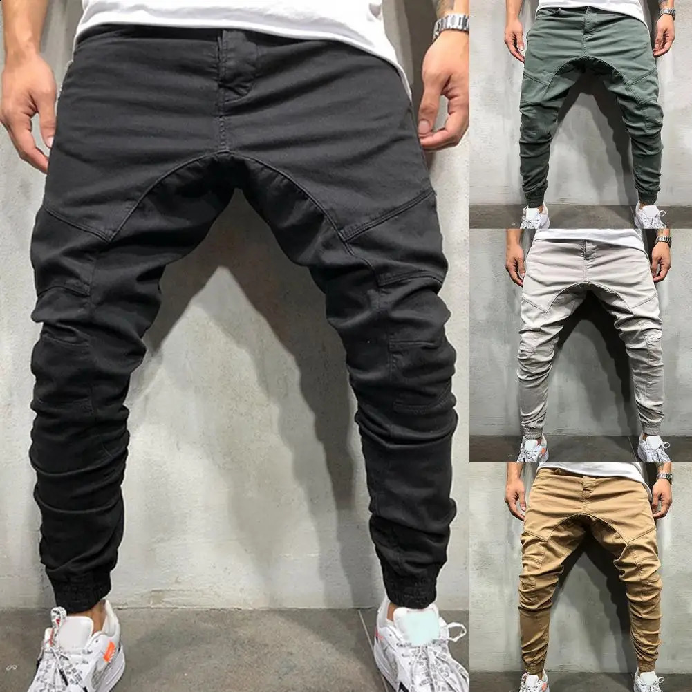 Autumn Camouflage Style Mens Jeans Joggers Sweatpants Cargo Trendy Hip Hop SolidColored Pencil Pants Men Fitness Trousers 241230