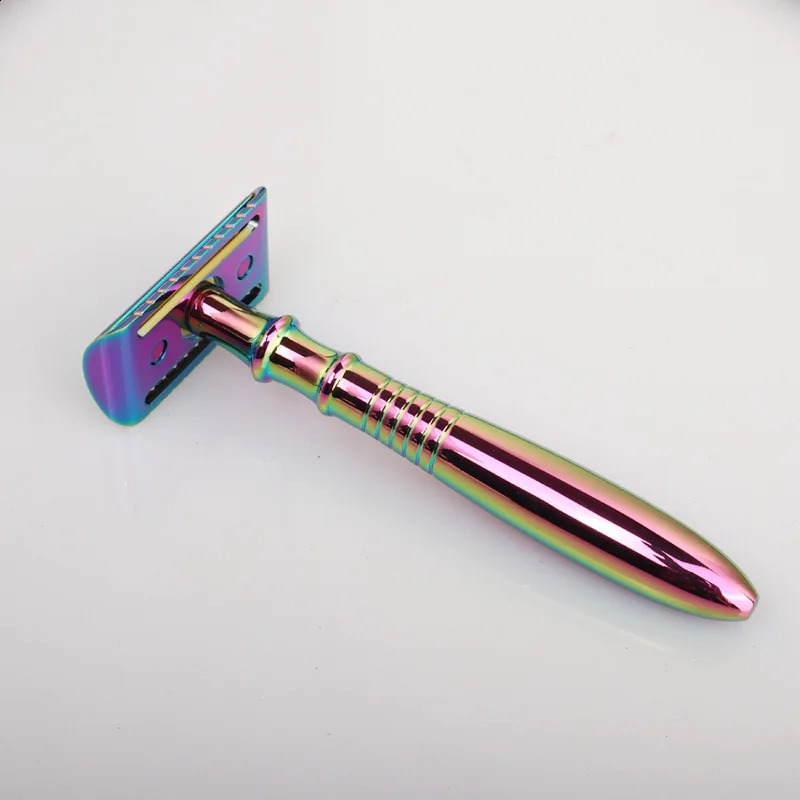 Rainbow Colored Zinc Alloy Safety Shaver Colorful Manual Shaver Scraper Anti Scratch Knife Barber One Blade Razor 241230