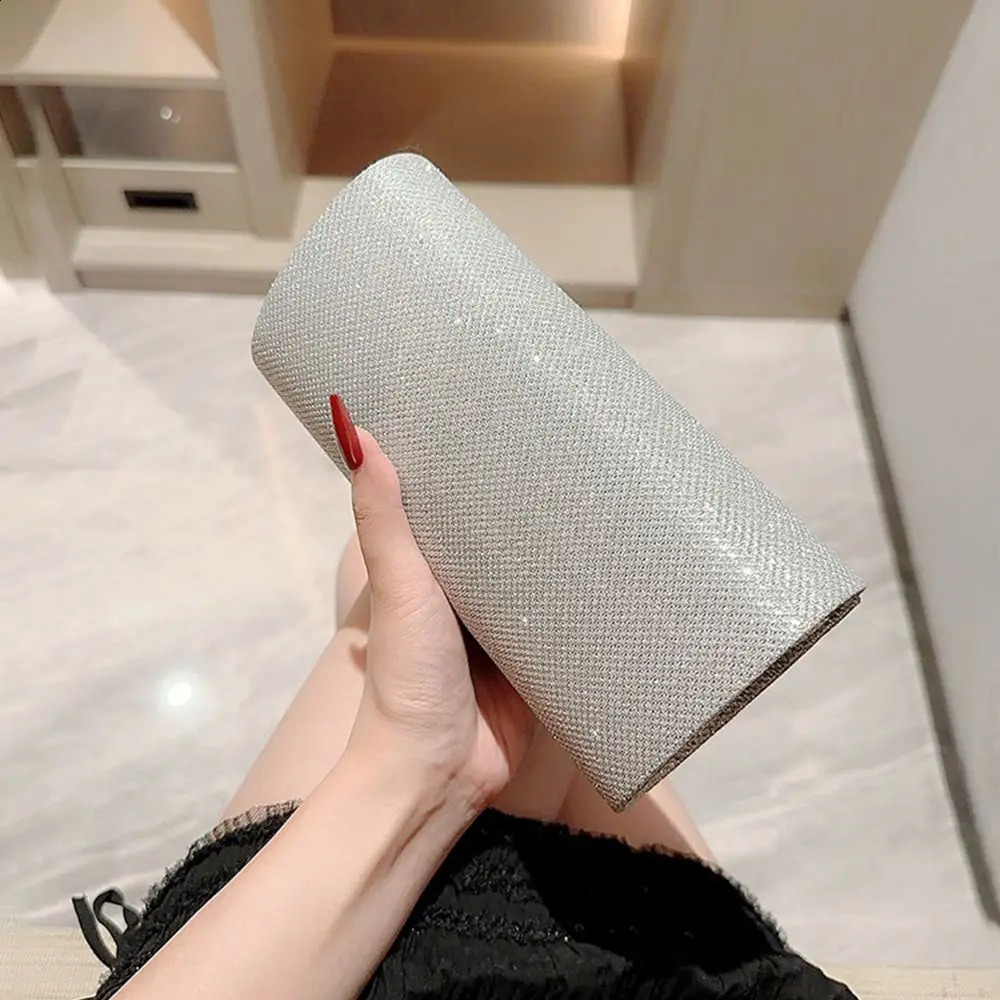 Gold Silver Evening Bag Women Elegant Fashion Banquet Clutch Chain Shoulder Bags Purse Female Wedding Party Bags 241231