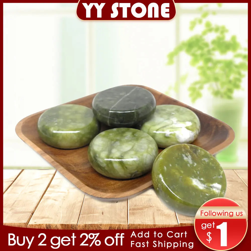 6x6cm Spa Stone Beauty Stones Massage Green stone Natural Stone Relieve Stress RELAX jade massage set toe massage 241230