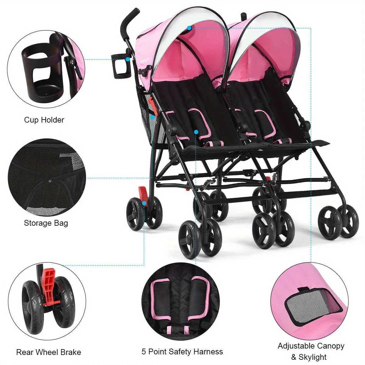 Foldable Twin Baby Double Stroller Kids Ultralight Umbrella Stroller PushchairXJ241231