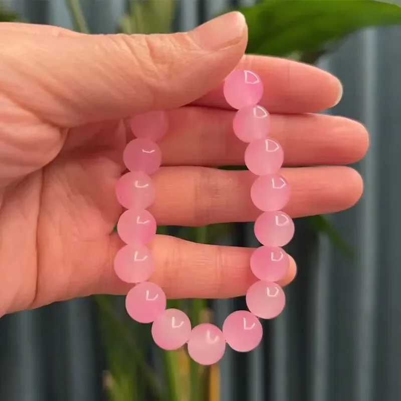Natural Stone Pink Quartz Crystal Bead Bracelet for Womens Fashion Sweet Spirit Constant Energy Chain Bracelet for Girls Jewelry Gifts W241231