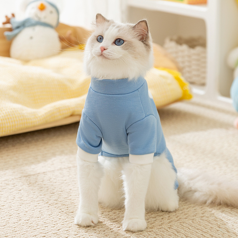 Autumn and winter cat clothing traction four legged hoodie thin design for kittens, puppies, blue cats, hairless cats, pet clothing HS50