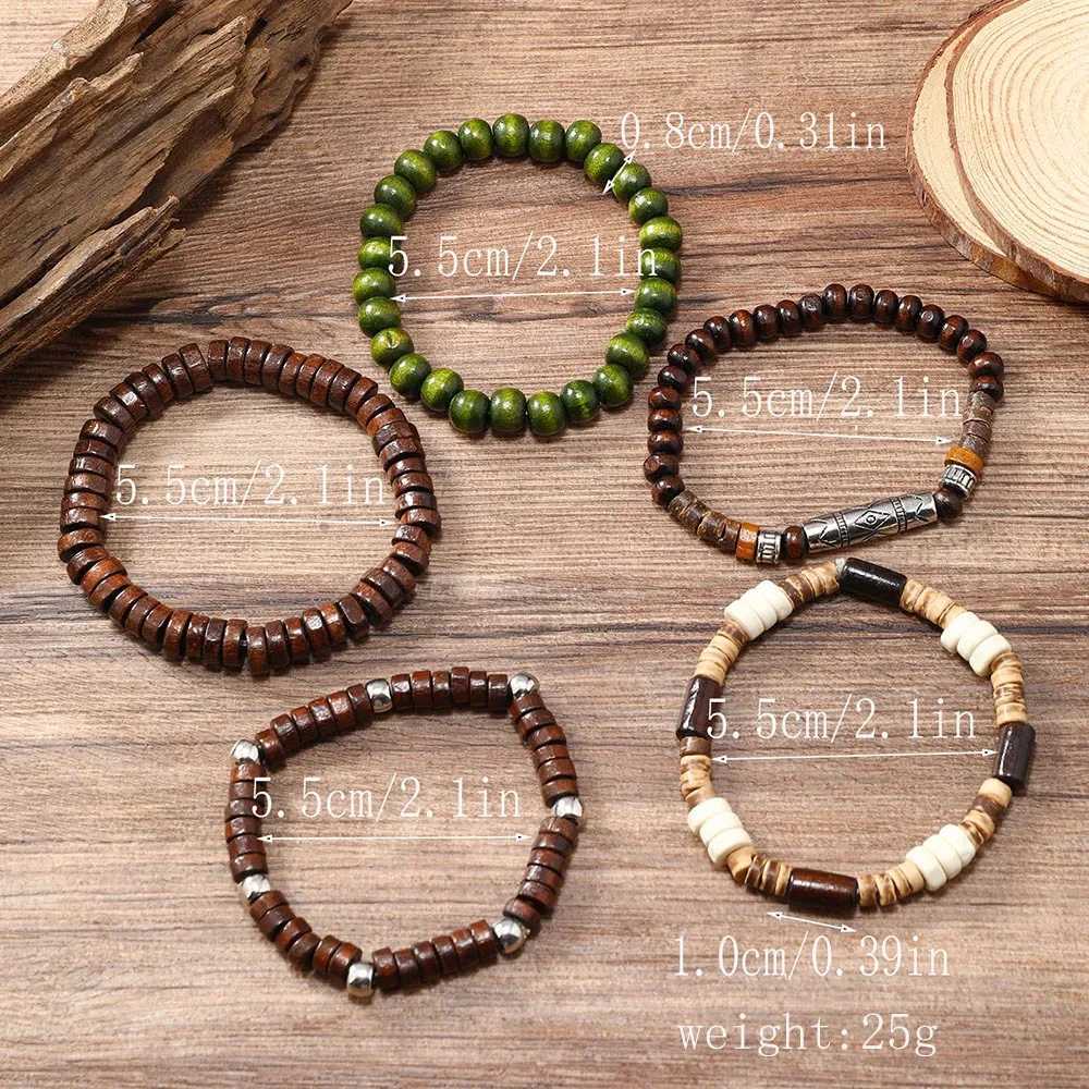 Vintage fashion woven bead bracelet for men vintage and peaceful tree multi-layer bead chain jewelry accessories gifts W241231