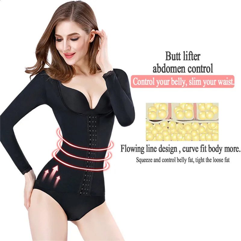 Womens Corset Top Long Sleeve Seamless Waist Shaper Underwear Arm Shaper Tummy Slimming Sheath Flat Belly Shaperwear 241231