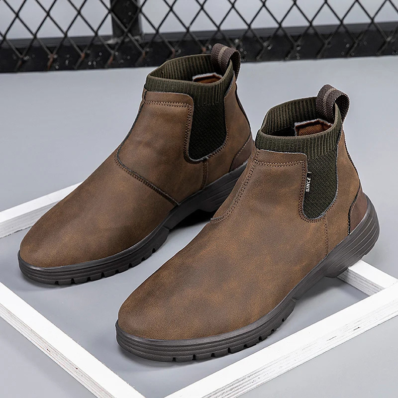 Mens Chelsea Boots Ankle Slip-on Retro British Style Trendy All-match Soft Comfortable Water Proof Fashion Casual Tooling Shoes 241231