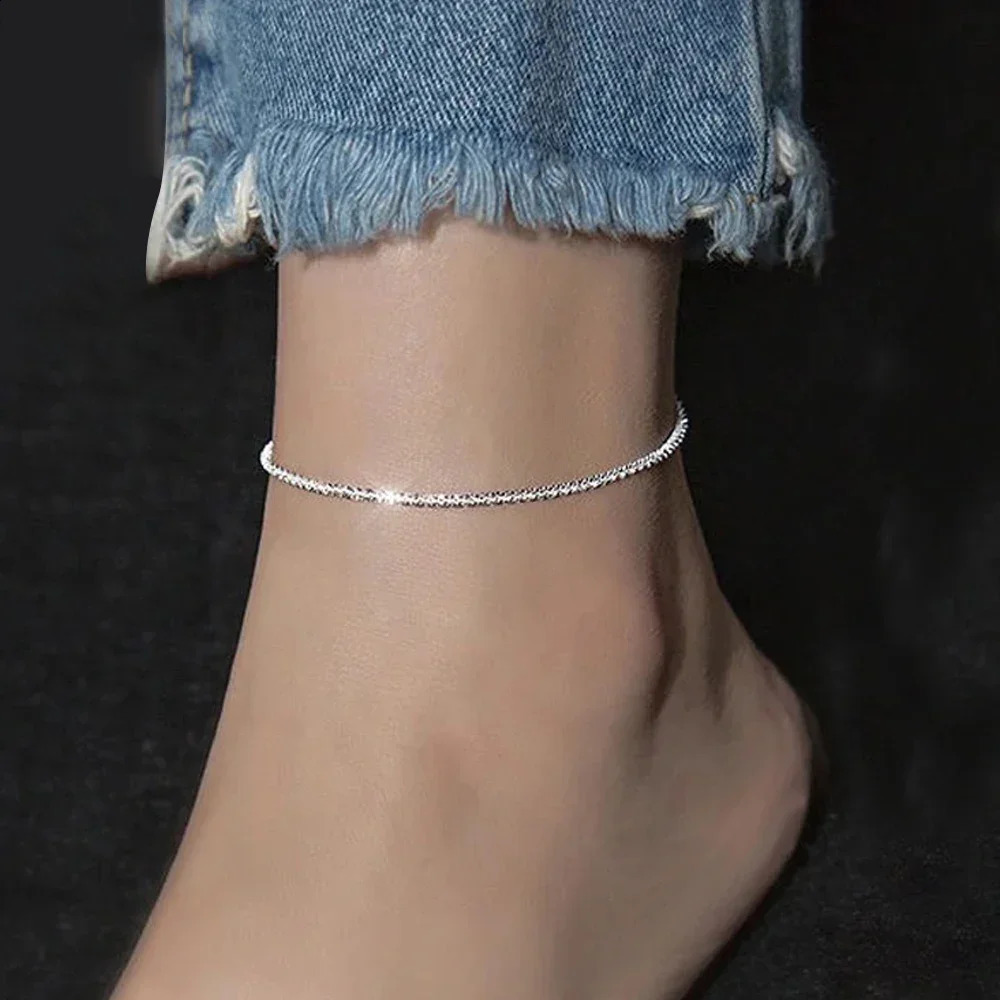 Starry Cauliflower Chain Anklet 10PCS Long Bracelet Bling Accessories Gold Color 316L Stainless Steel Never Fade Chains on Foot 241226