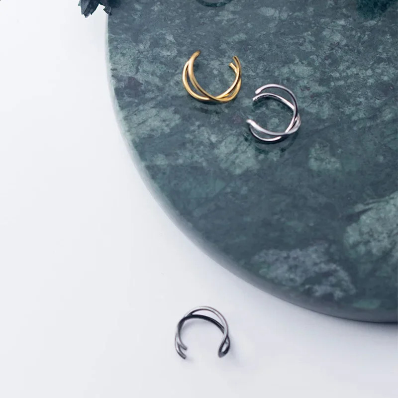 Trusta 100 925 Sterling Silver Contracted Twist Ear Cuff Clip On Earrings For Women Girl Without Piercing Earings Jewelry DA457 241225