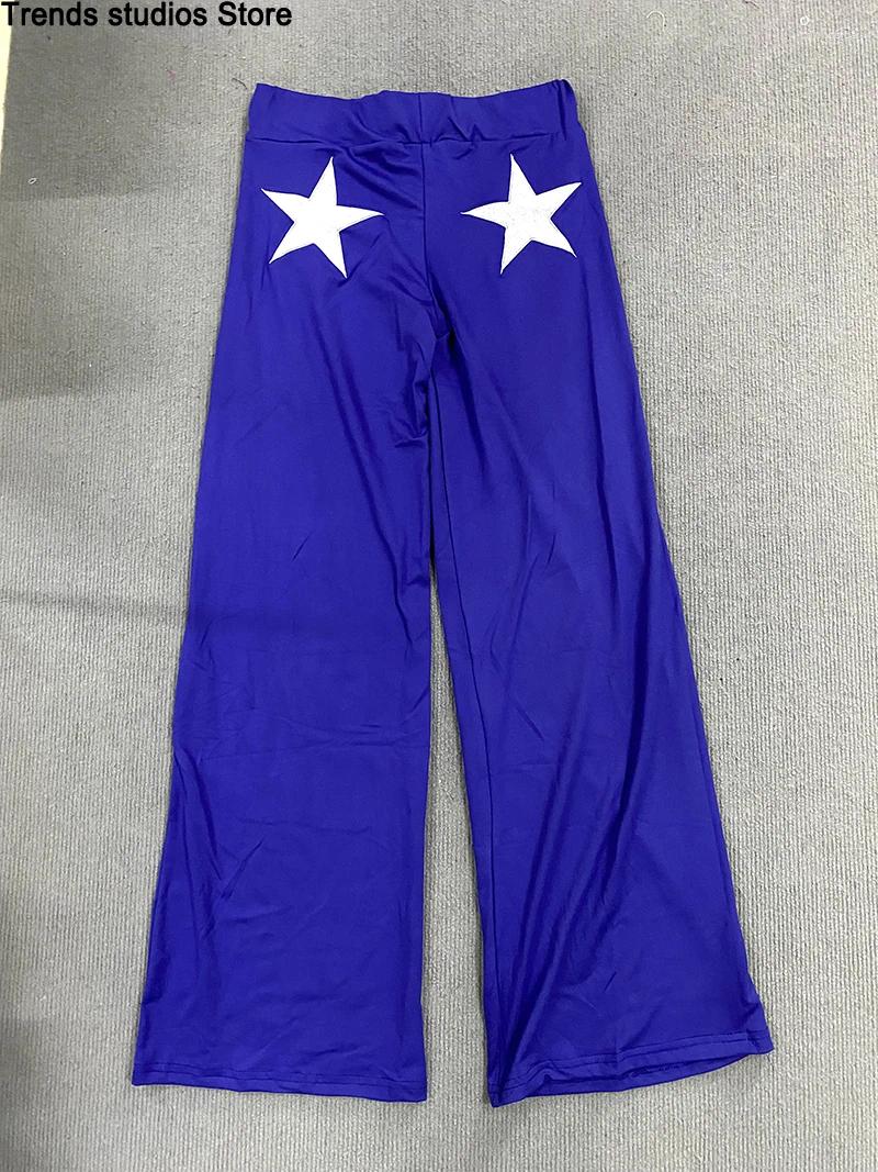 Womens Pants AII Season Embroidery Star High Elastic Sweatpants Sports Casual Bottom Y2K Clothes Baggy Straight Trousers Streetwear