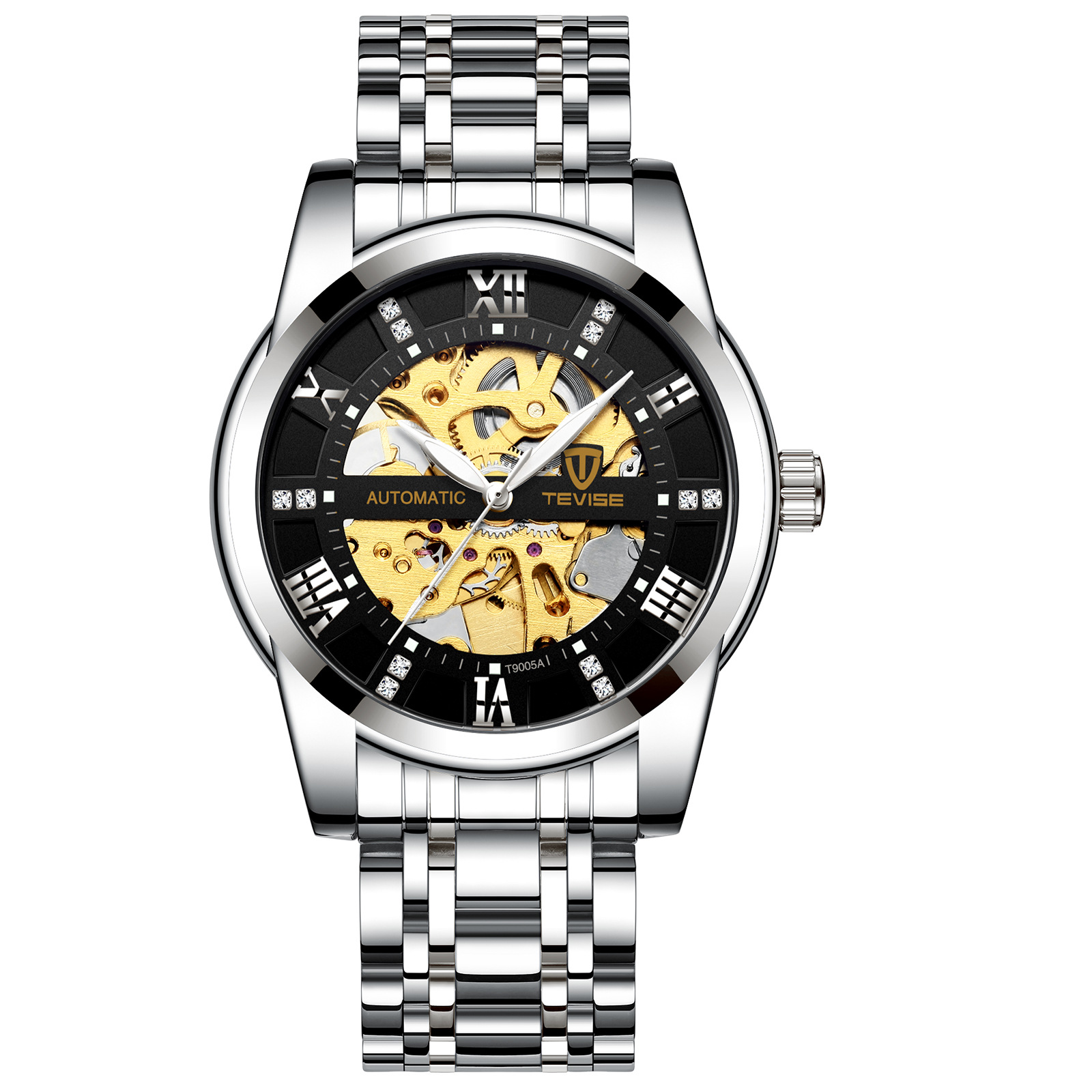 TEVISE Automatic Mechanical Watchs Luminous Hollow Mens Watch Fashionable Mechanical Watch with Multiple Functions and Waterproof T018