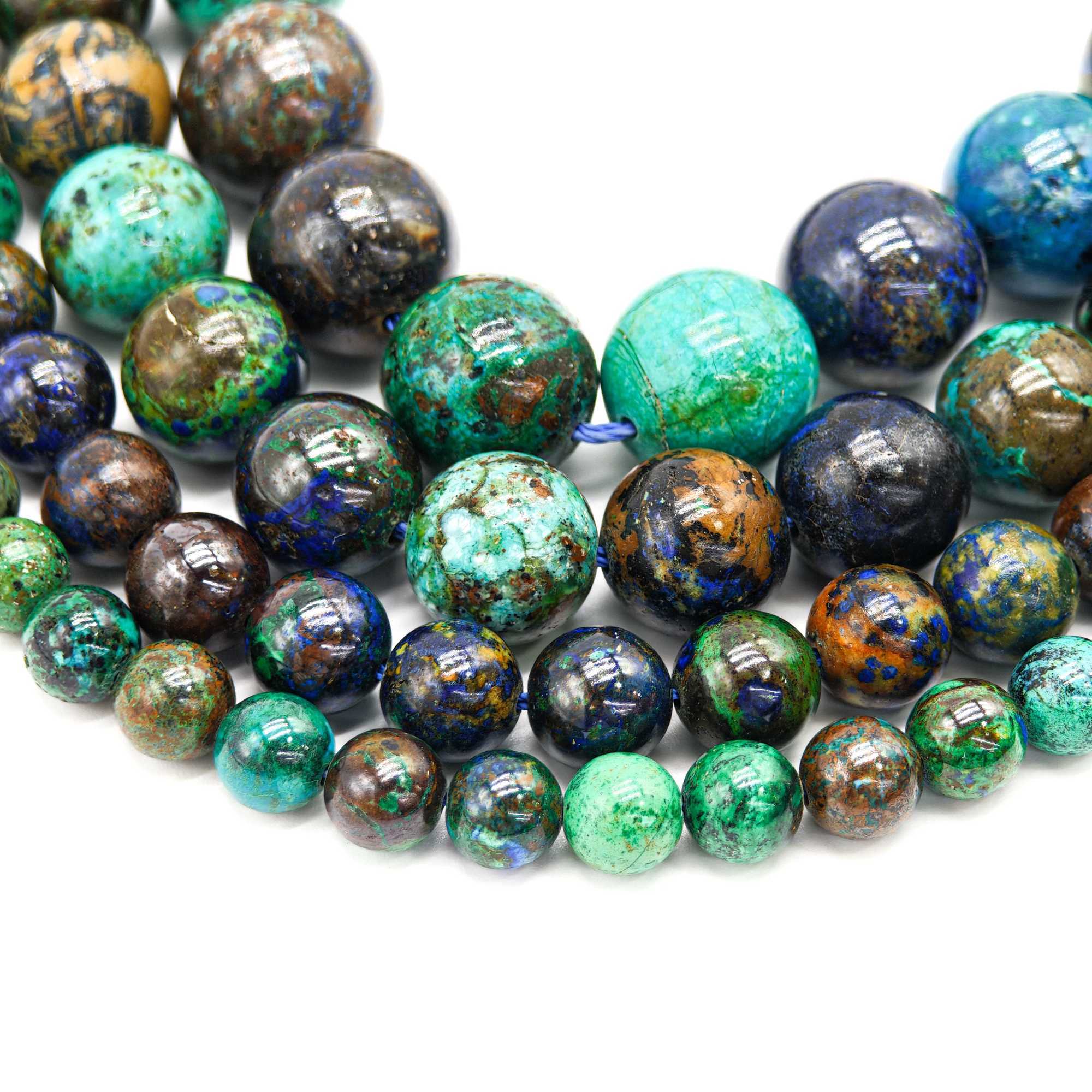 100% natural stone natural phoenix Chrysocolla lis lapis lazuli smooth round loose beads used for jewelry making design DIY W241231