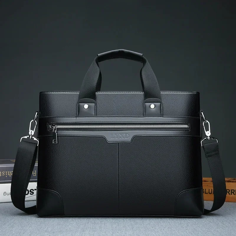 Men PU Leather Shoulder Fashion Business Bags Handbags Black Bag Men for Document Leather Laptop Briefcases Bag 241231