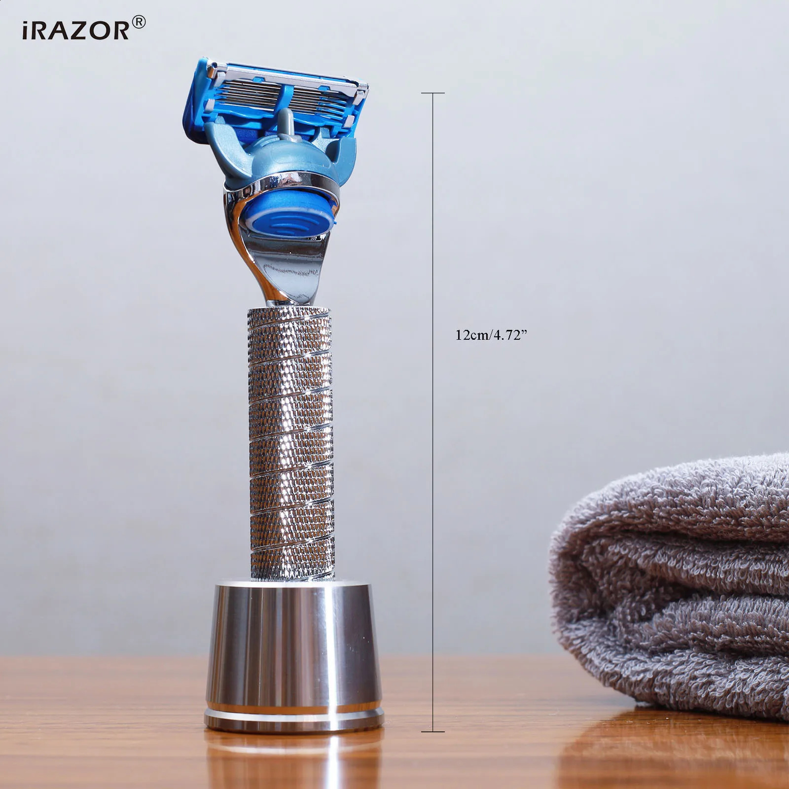 iRAZOR Classic F5 5-Edges Fusion Razor Kit Wet Manual Shaver Barber Grooming Tool for Men with Stainless Steel Stand Holder 241230
