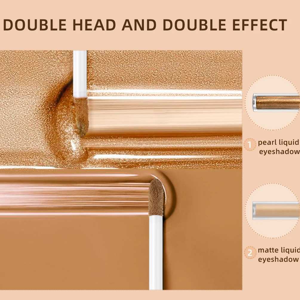 QIBEST 2-in-1 double head diamond liquid eye shadow bright light durable matte contour powder blusher eye flash W241230