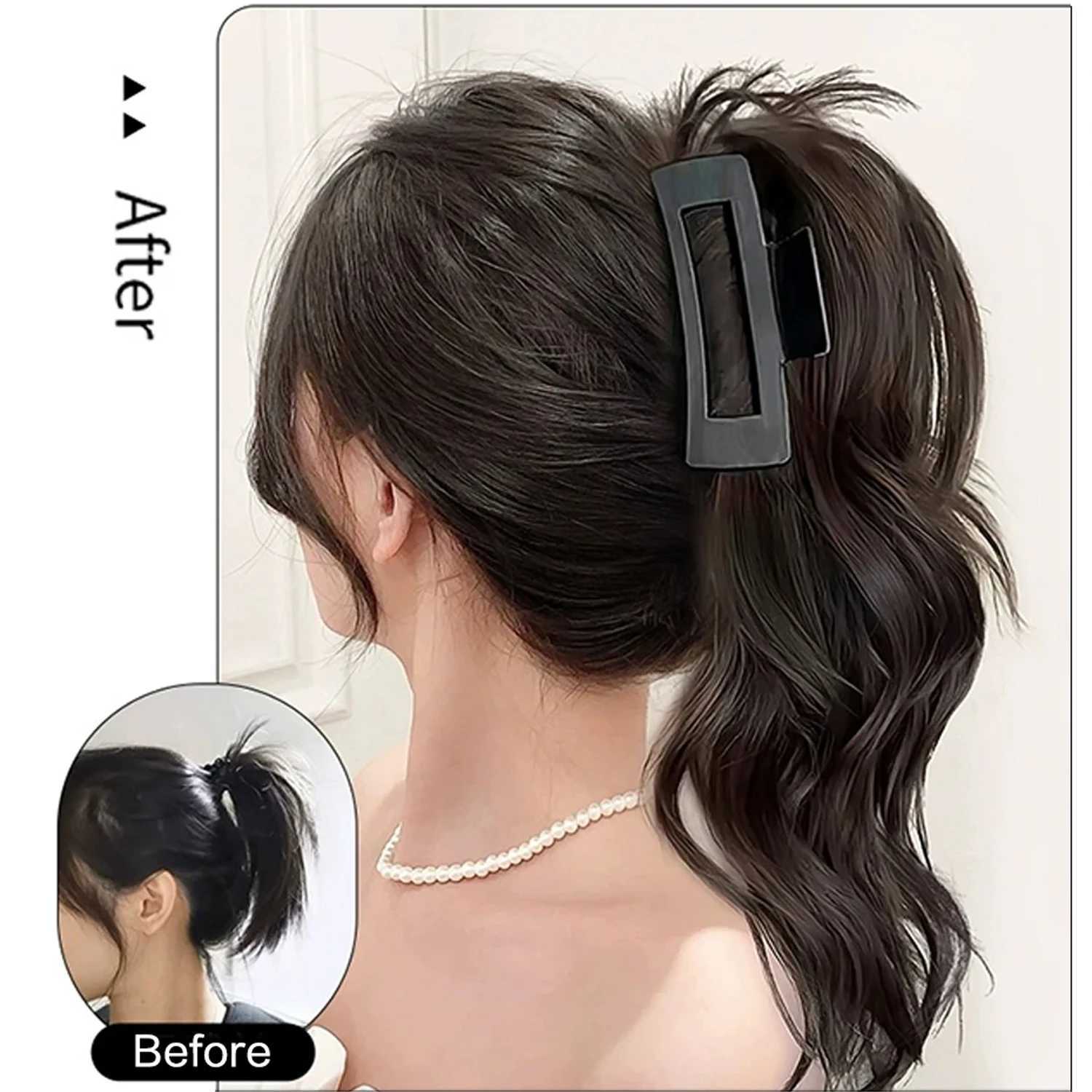 Claw ponytail long curly wave ponytail synthetic clip style hair extension elegant and natural appearance for daily use hair A W241230