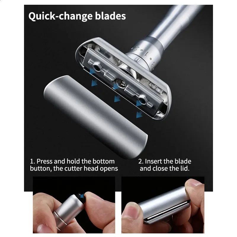 Safety Razor Adjustable Double Edge Metal Manual Shaver For Men Shaving Tool With Box 5 Blades 241230
