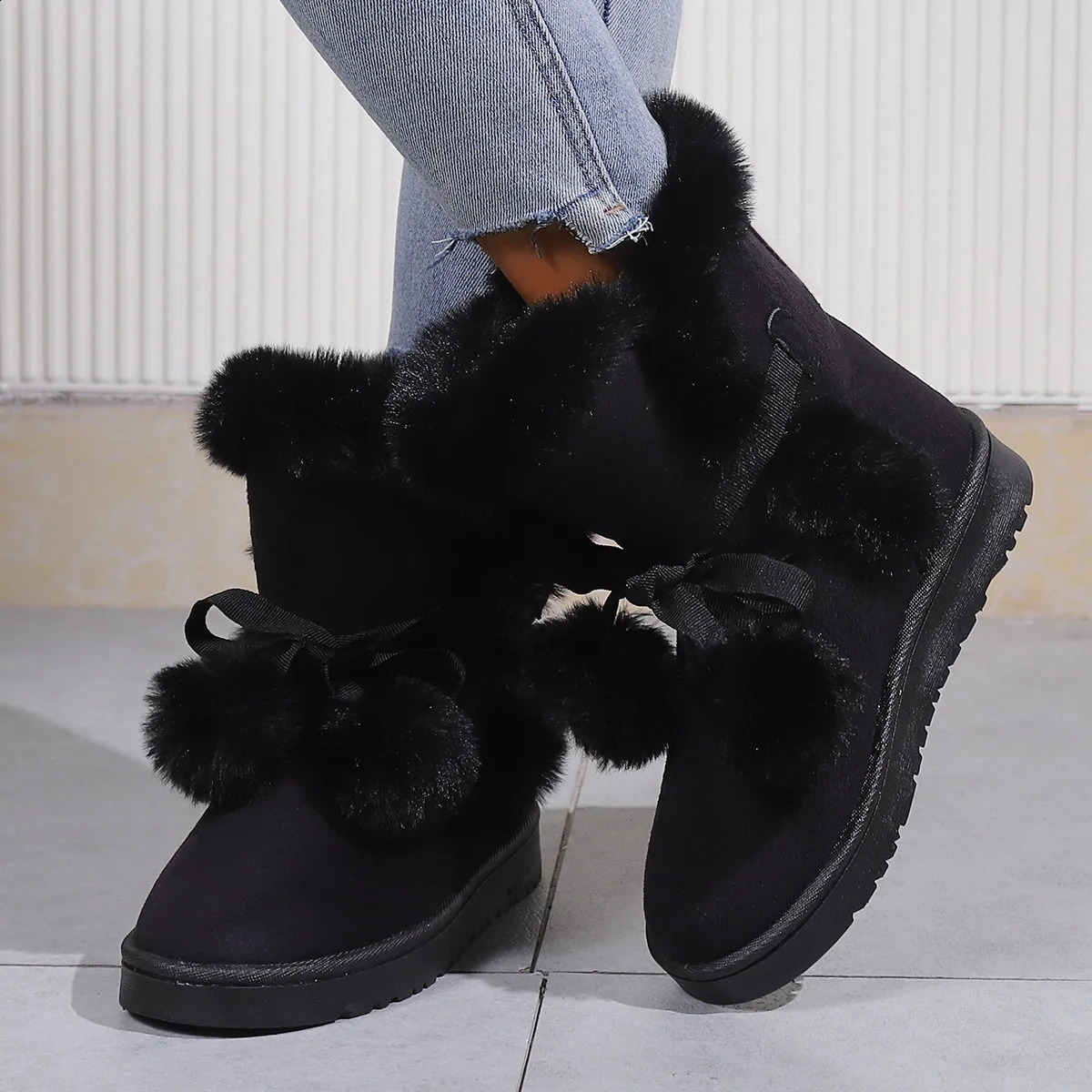 Women Boots Winter Pompom Boots Women Plus Velvet Warm Soft Sole Snow Boots Indoor Walking Shoes Women Zapatos De Mujer 241231