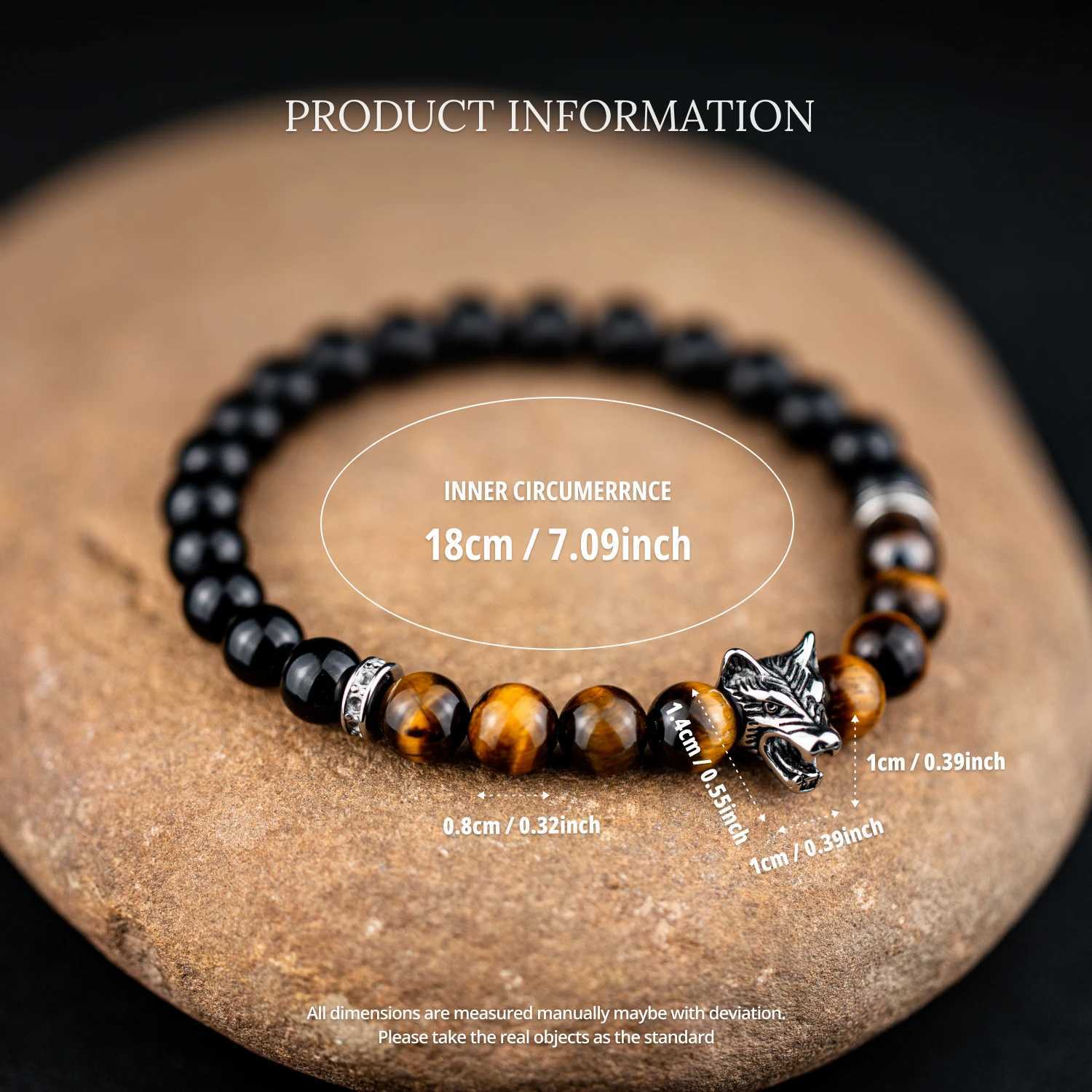 1 piece of natural stone bracelet obsidian bead bracelet wolf charm wolf bead bracelet mens best bracelet W241231