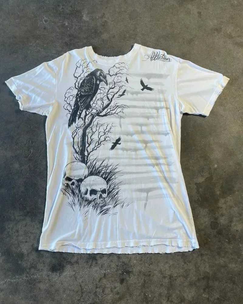 Streetwear T Shirt Y2K Mens Hip Hop Letter Graphic Print Oversized TShirt Harajuku Round Neck Cotton Short SLeeve TopsXJ241231
