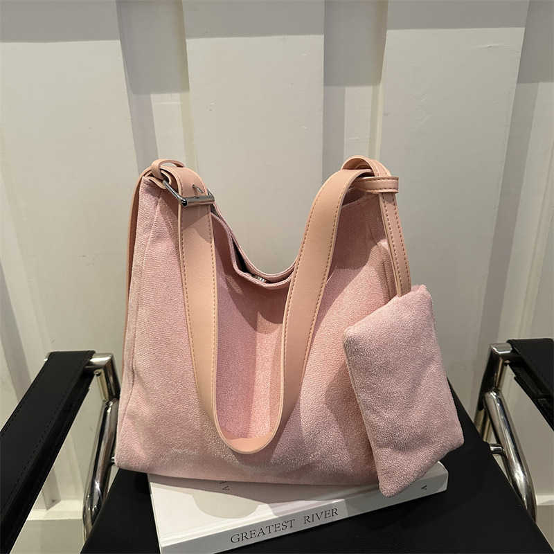 2024 Winter New Trendy Solid Color Soft PU Big Young Style Two piece Set Mother Nylon Casual Single Shoulder Crossbody Bag 241231